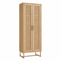 Schrank aus Eichenholz mit Rattangeflecht Türen 60x40x180cm Natur