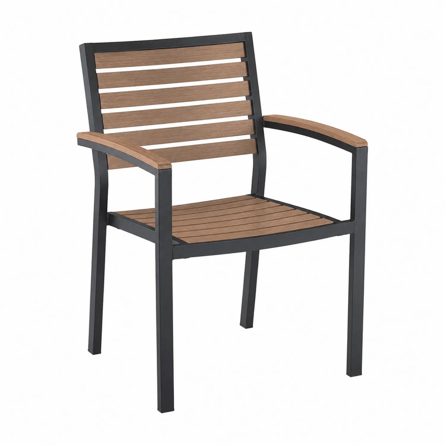 Gartenstuhl aus Aluminium und Teakholz Schwarz/Braun