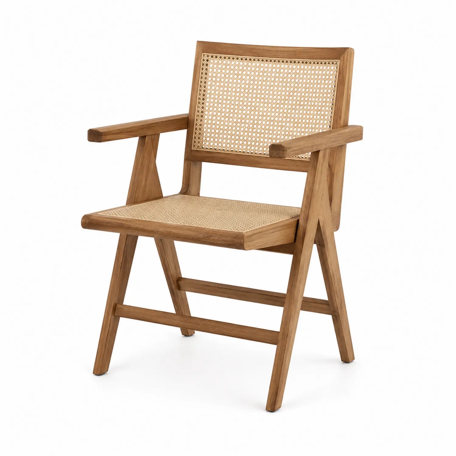 Esszimmerstuhl aus Eichenholz und Rattan