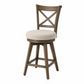 Barhocker mit Rückenlehne Holzrahmen Stoff Beige