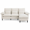 Ecksofa mit Ottomane Beige Stoff