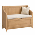 Holzbank mit Stauraum und Polster Eiche Beige