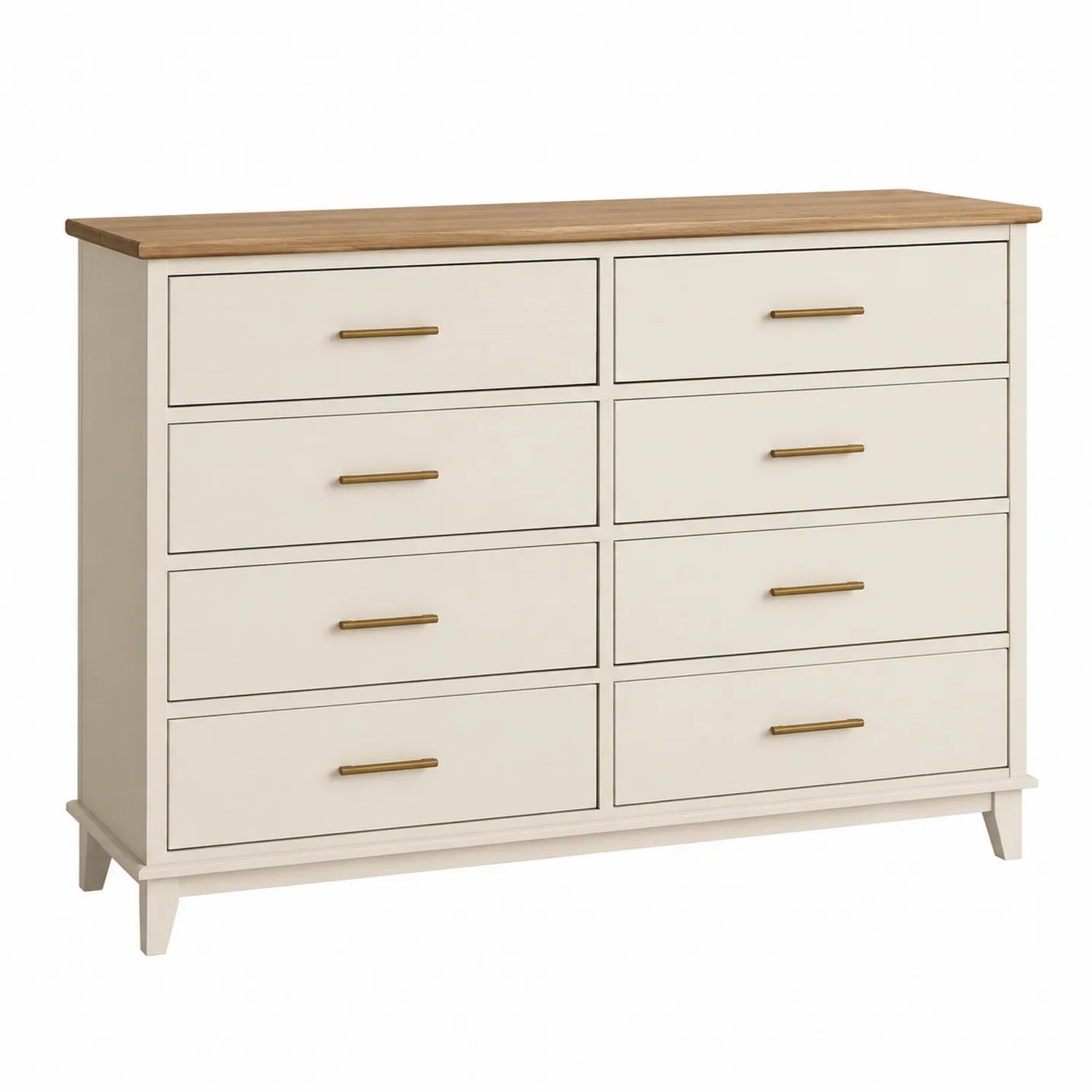 Holzkommode mit 8 Schubladen Eiche Beige 140x40x80cm
