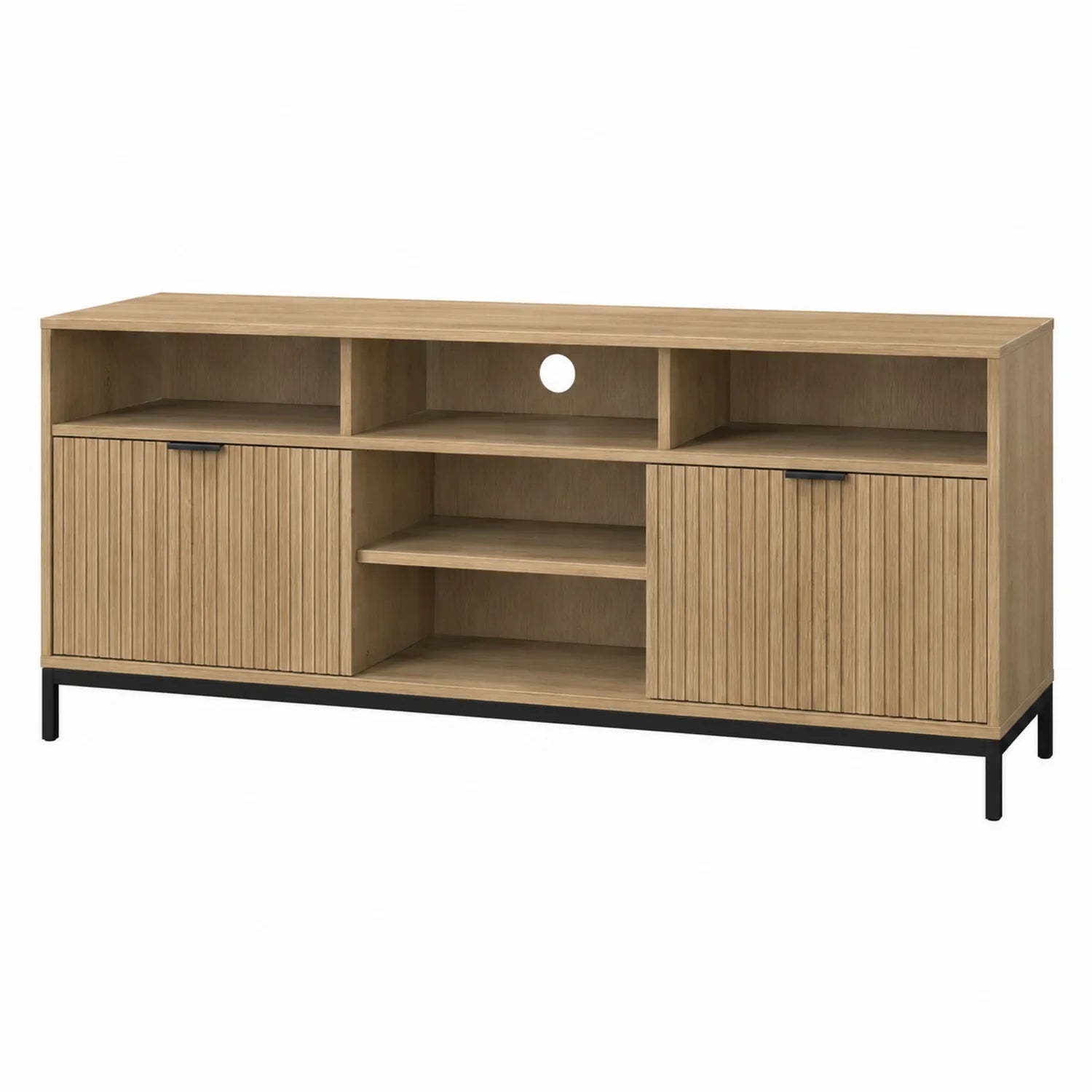 TV-Schrank Eichenfurnier Metall Beige 150x40x60 cm
