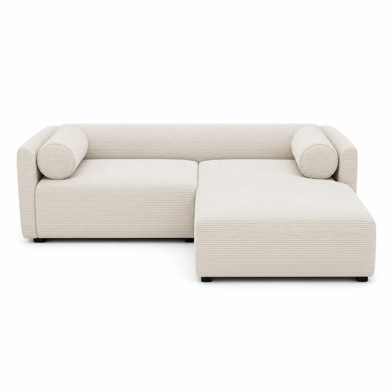 Ecksofa Set Stoff Beige mit Kissen