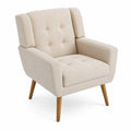 Polstersessel Beige Polyester Holzbeine