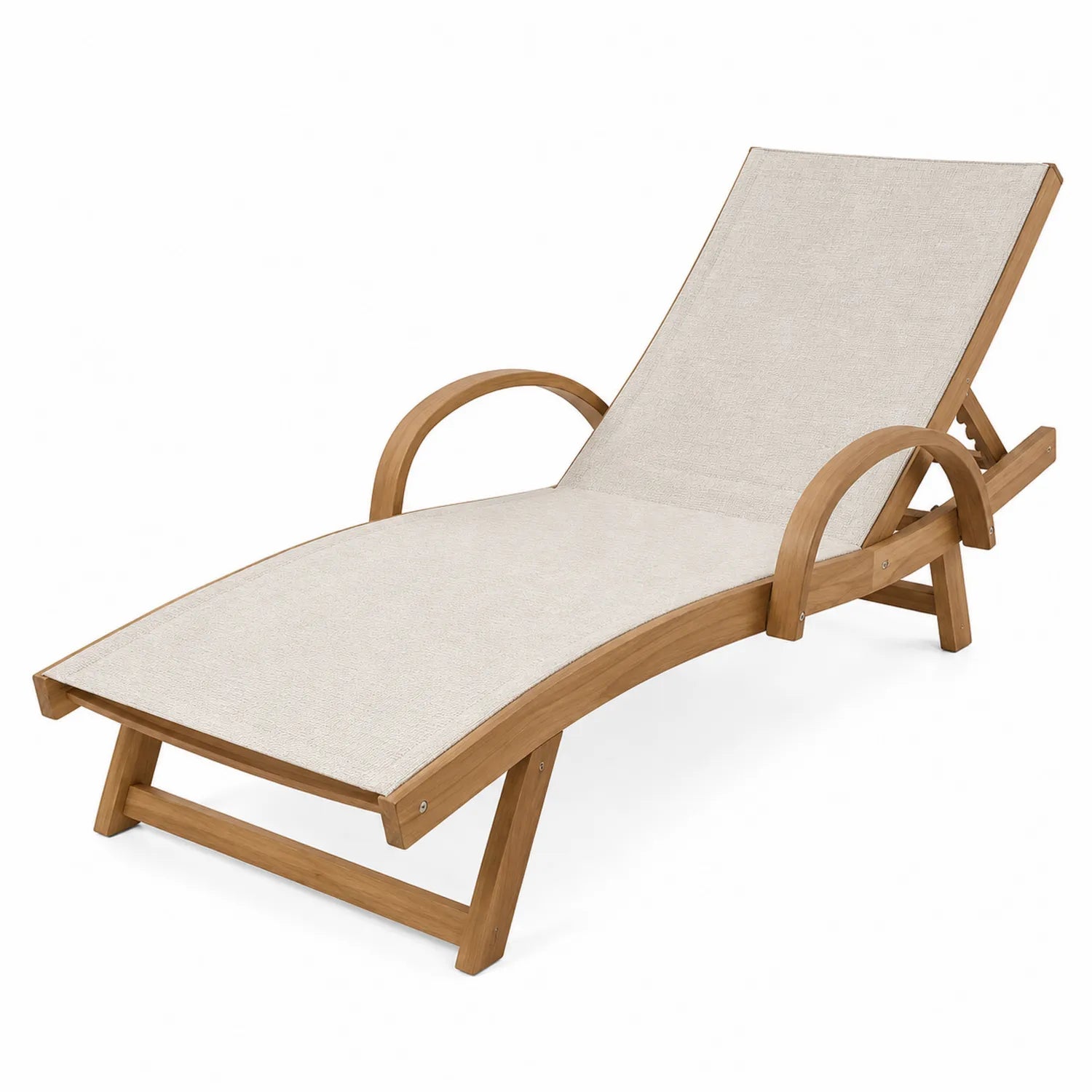 Gartenliege aus Akazienholz und Polyestergewebe Beige