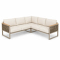 Ecksofa Set Garten Aluminium Polyester Holz Beige L-Form 200x200 cm