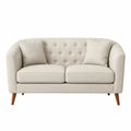 Zweisitzer Sofa Stoff Beige mit Holzbeinen