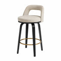 Barhocker mit Lehne Stoff Polyester Beige Massivholz Schwarz