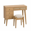 Schminktisch mit Hocker aus Eichenholz Beige und Geflecht