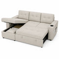 Eck-Schlafsofa mit Stauraum aus Stoff Beige 210x140cm