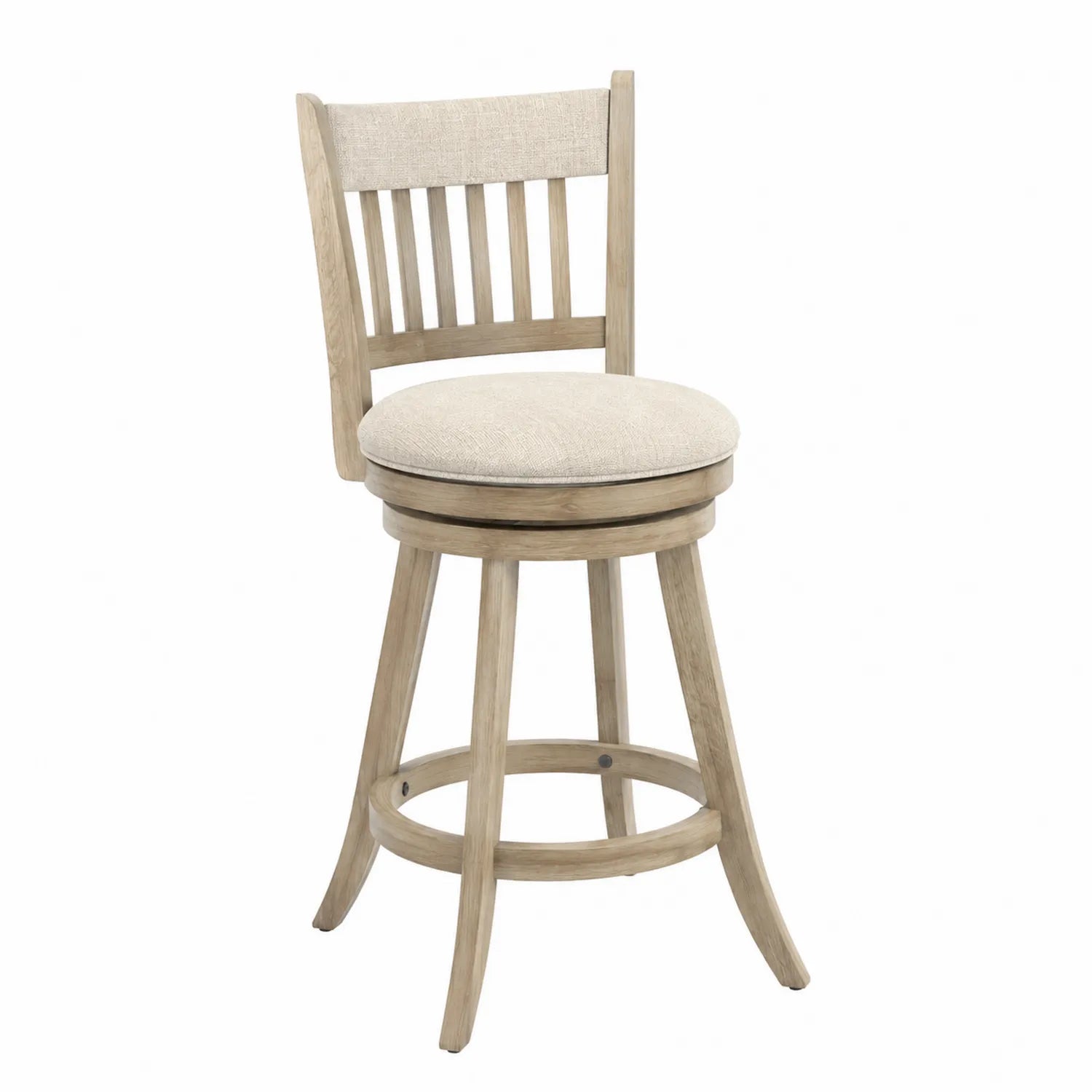 Barhocker Holz Leinen Beige Drehbar 104 cm