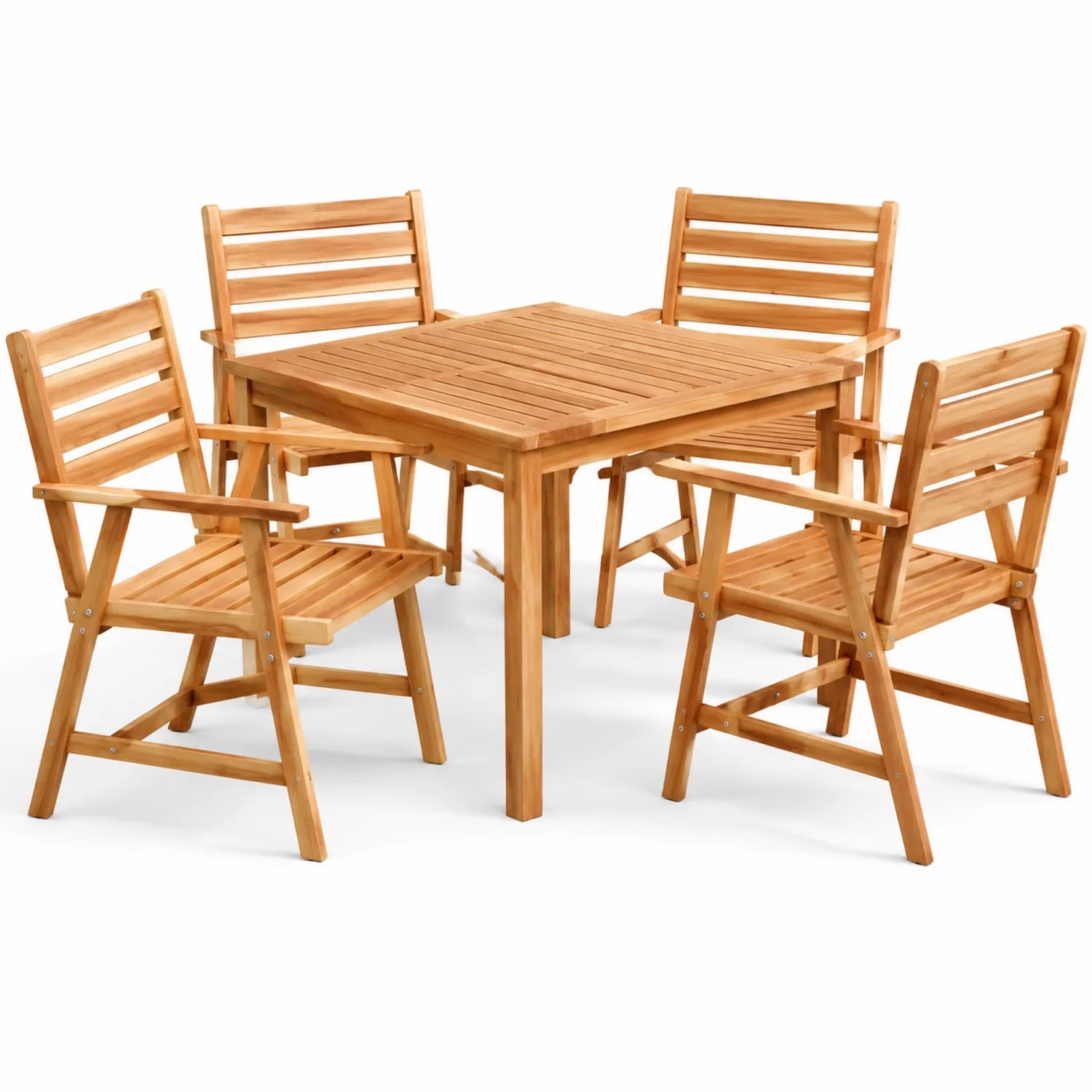 Gartenmöbel-Set aus Akazienholz, Tisch 90x90 cm, Natur