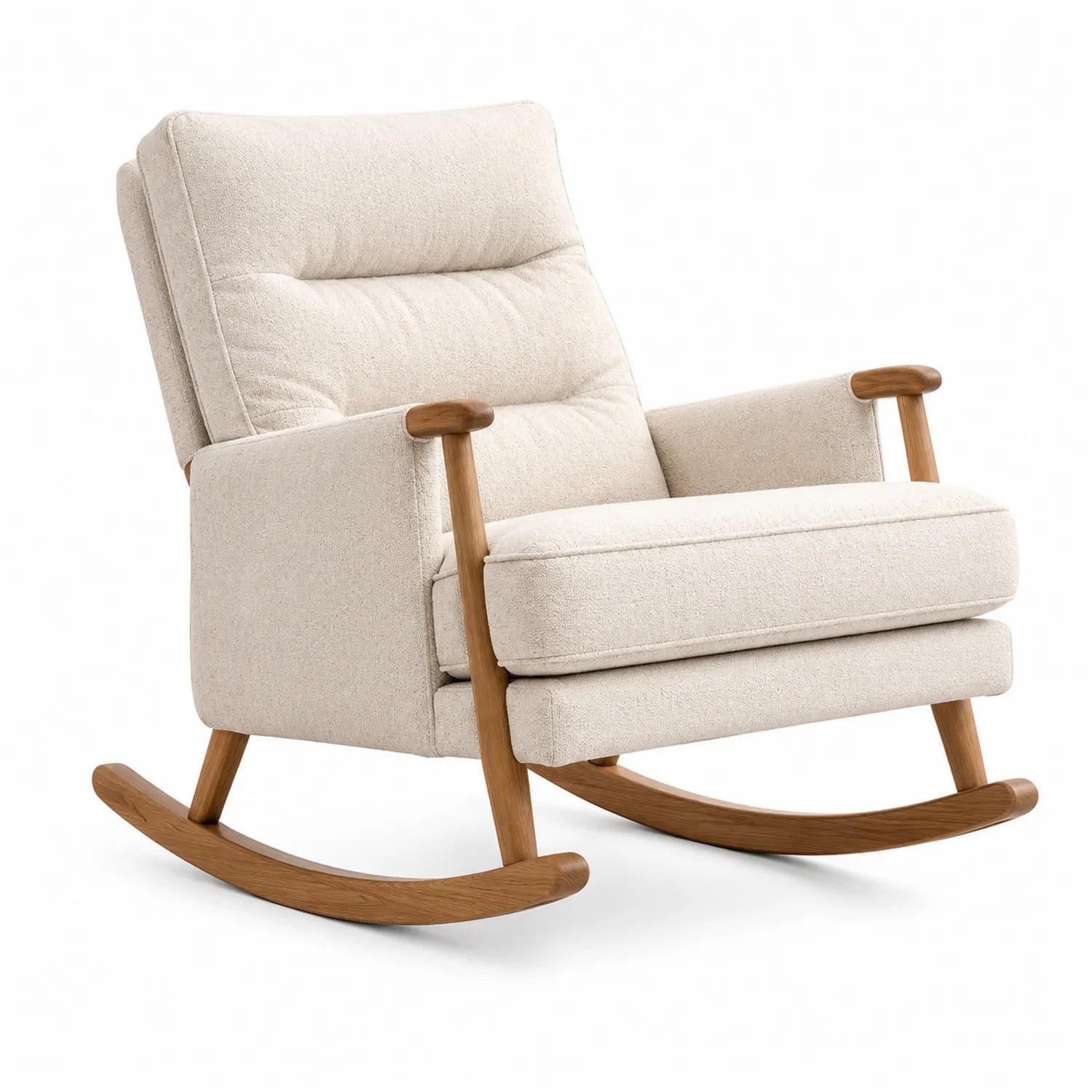 Schaukelstuhl Stoff Beige Eichenholz