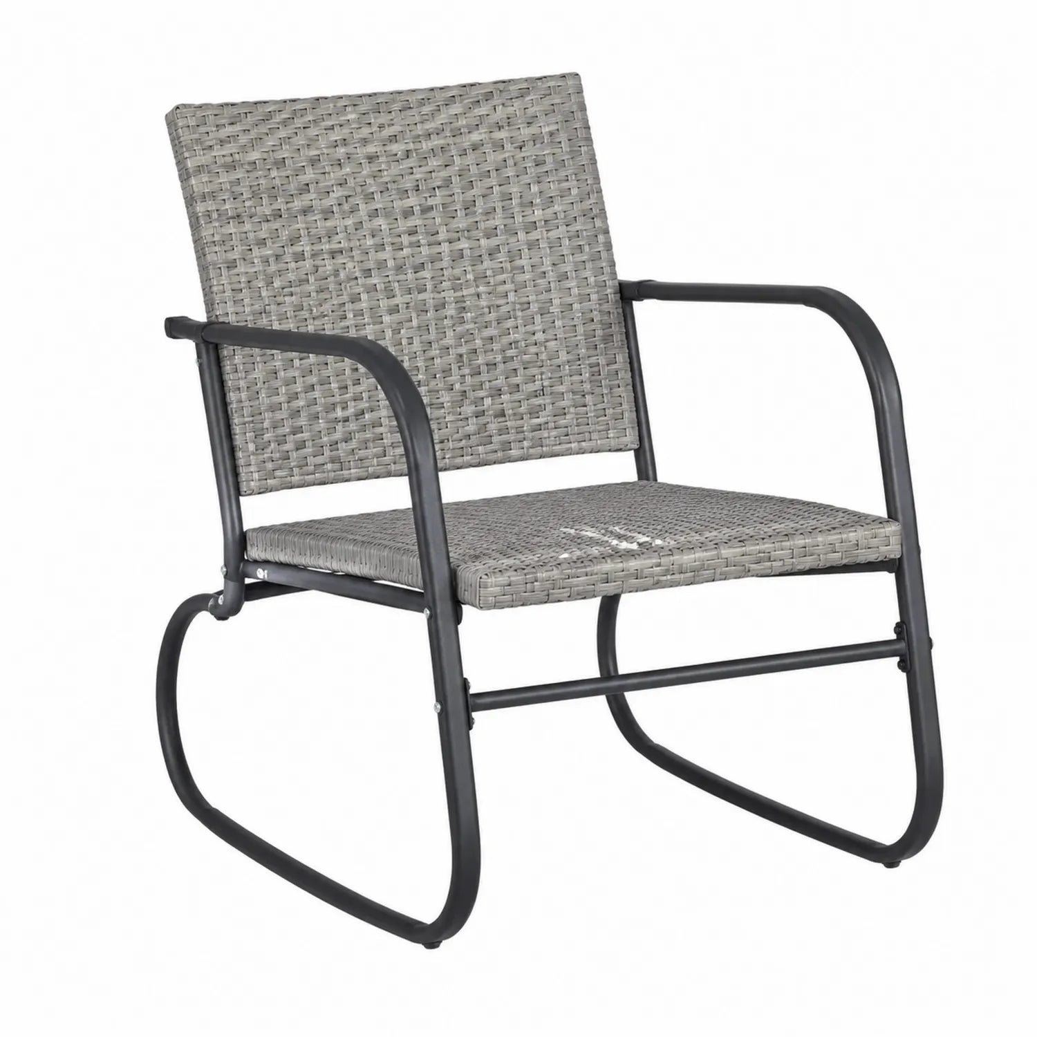 Grau Aluminium Rattan Schaukelstuhl