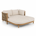 Outdoor Liegesofa aus Teakholz und Polyester Beige
