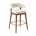 Barhocker Holz Metall Stoff Beige