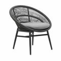 Stuhl aus Metall mit Polyesterrattan und Polyesterkissen, Grau
