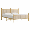 Metallbett mit Samtpolsterung, 180 x 200 cm, Gold und Beige