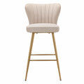 Barhocker Stoff Beige Metall Gold Höhe 110cm