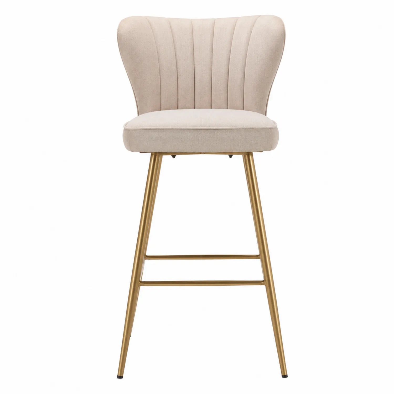 Barhocker Stoff Beige Metall Gold Höhe 110cm