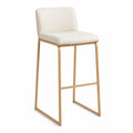 Barhocker mit Polyesterbezug Beige und Metallgestell