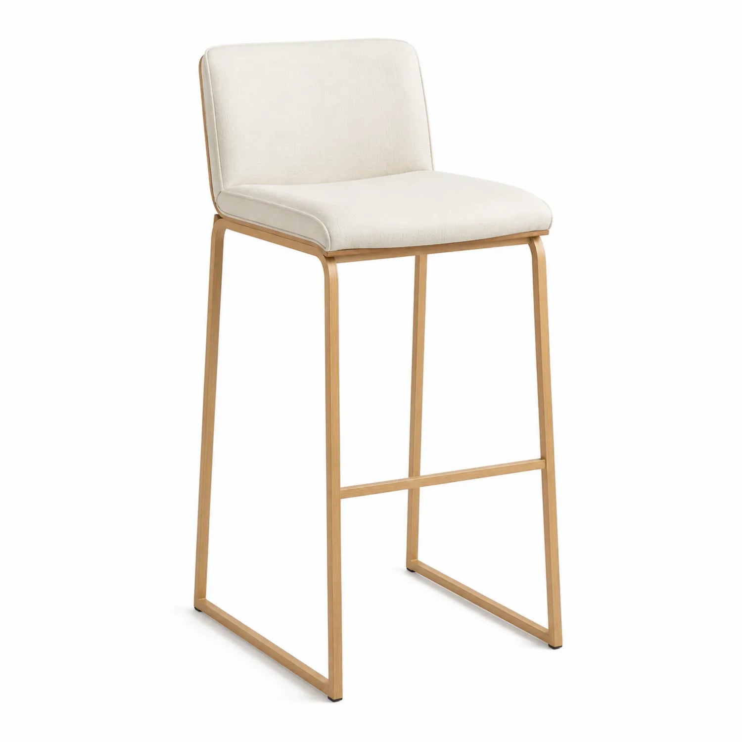 Barhocker mit Polyesterbezug Beige und Metallgestell