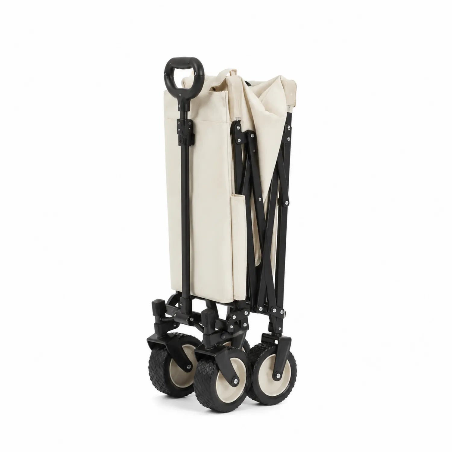 Faltbarer Einkaufswagen aus Stahl und Polyestergewebe Beige