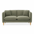 2-Sitzer Sofa Cordstoff Olivgrün mit Holzfüßen