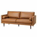 3-Sitzer Ledersofa Braun mit Kissen