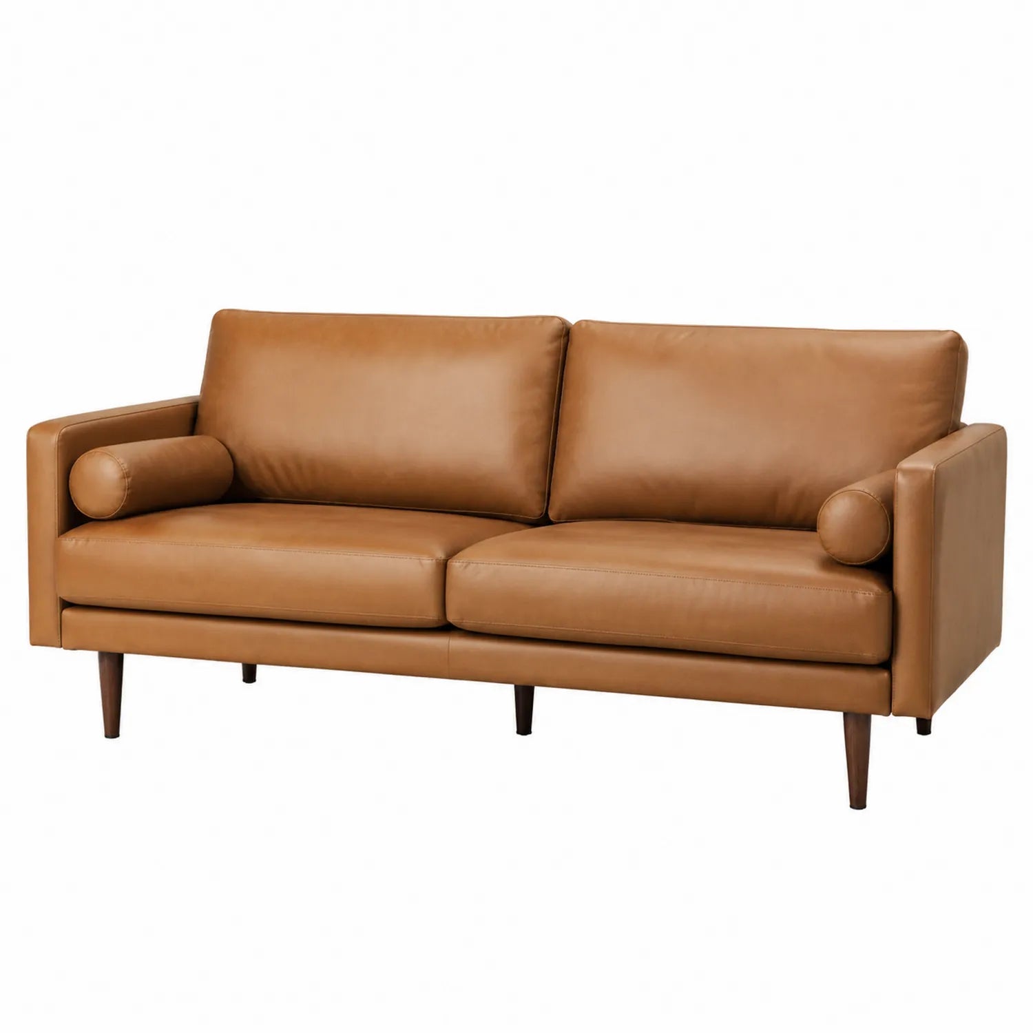 3-Sitzer Ledersofa Braun mit Kissen