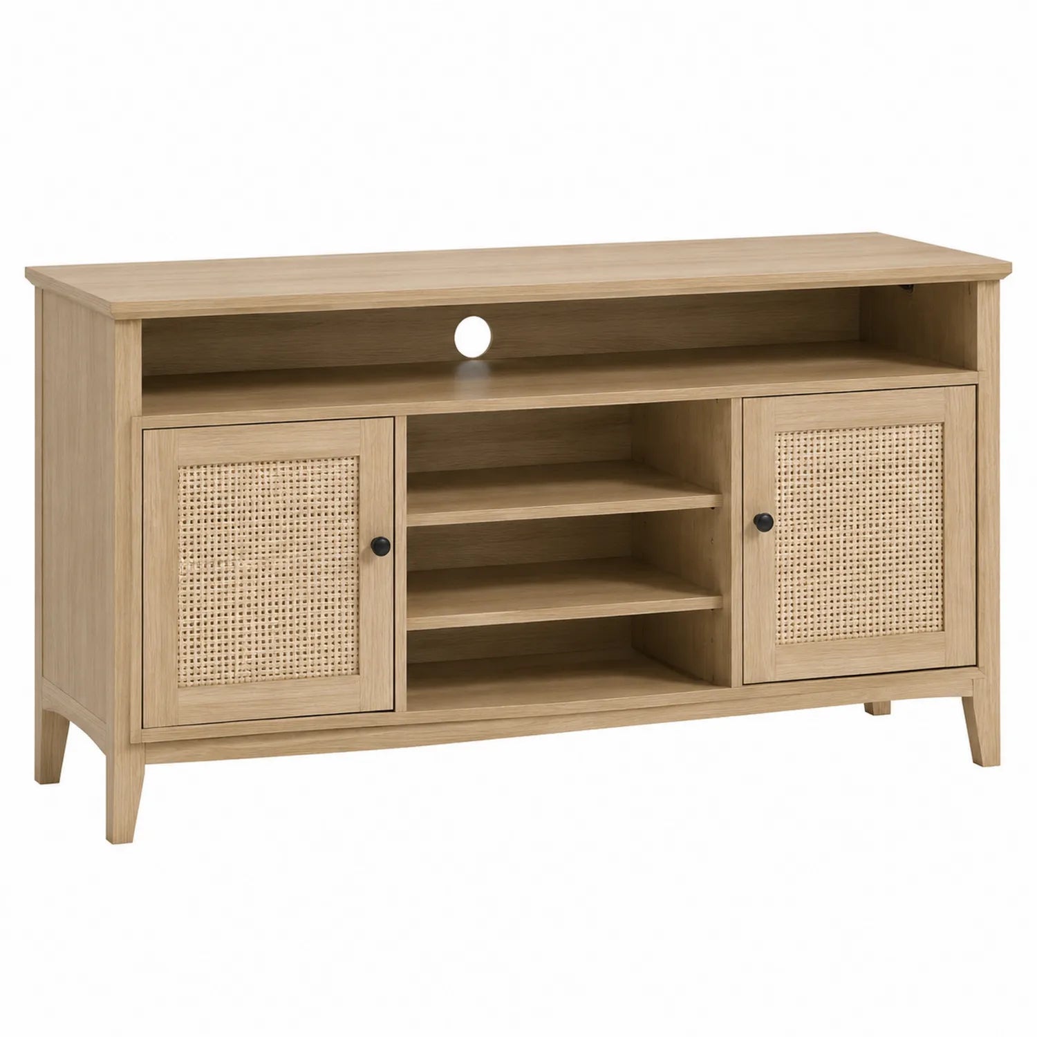 TV-Schrank aus MDF mit Rattangeflecht Türen, Natur, 120x40x60 cm