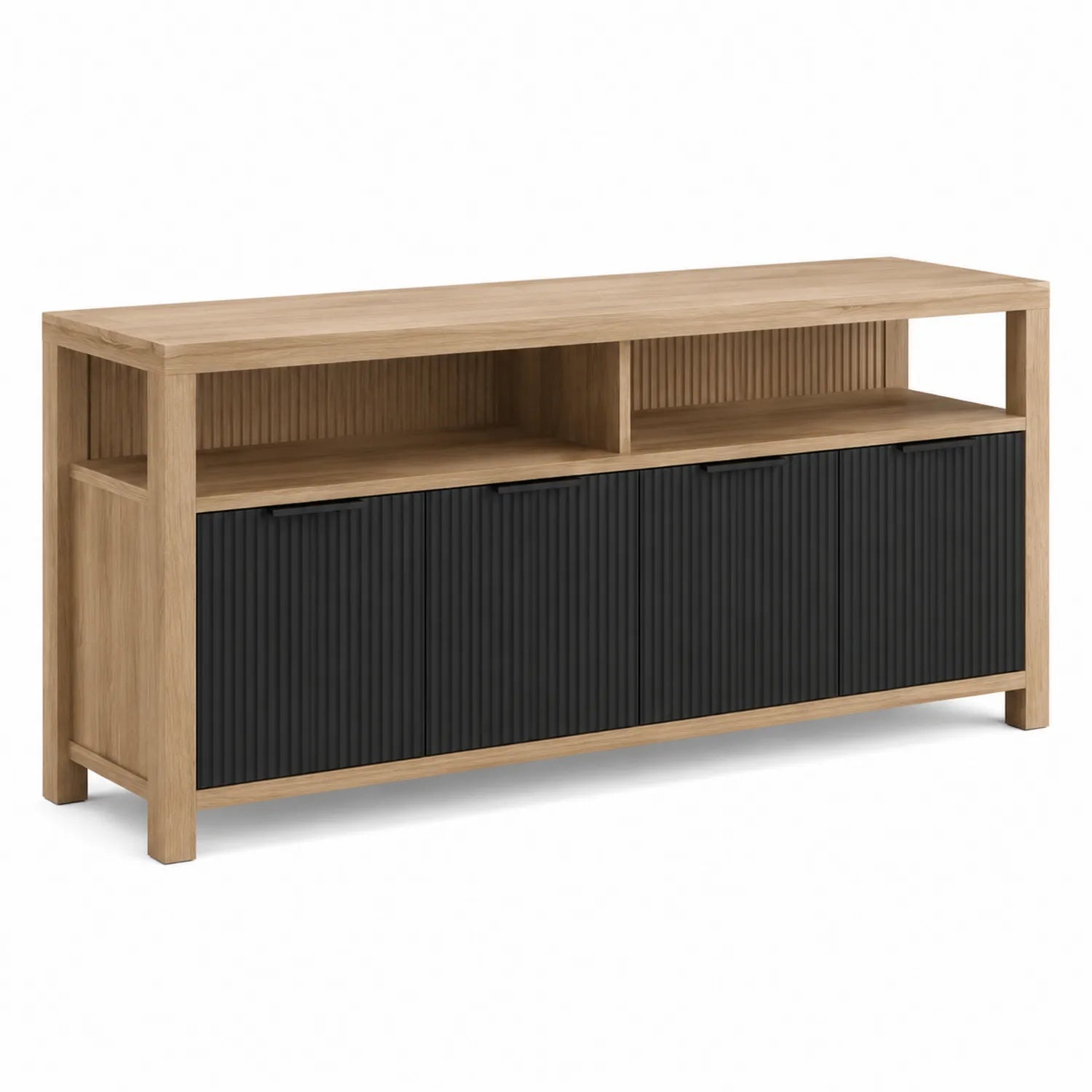 TV-Möbel Eichenholz Schwarz 150x40x80 cm