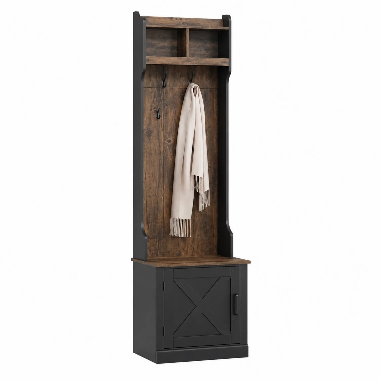 Garderobenständer Holz Schwarz/Braun mit Stauraum