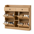 Schuhschrank MDF Eichenholz 2 Schubladen 6 Fächer