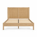 Holzbett mit Rattan-Kopfteil 200x160 cm