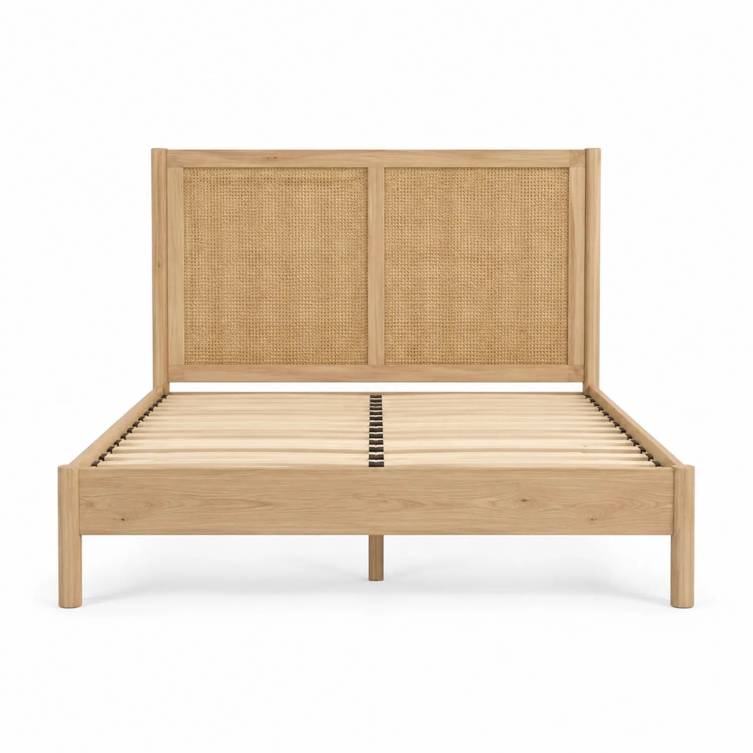 Holzbett mit Rattan-Kopfteil 200x160 cm