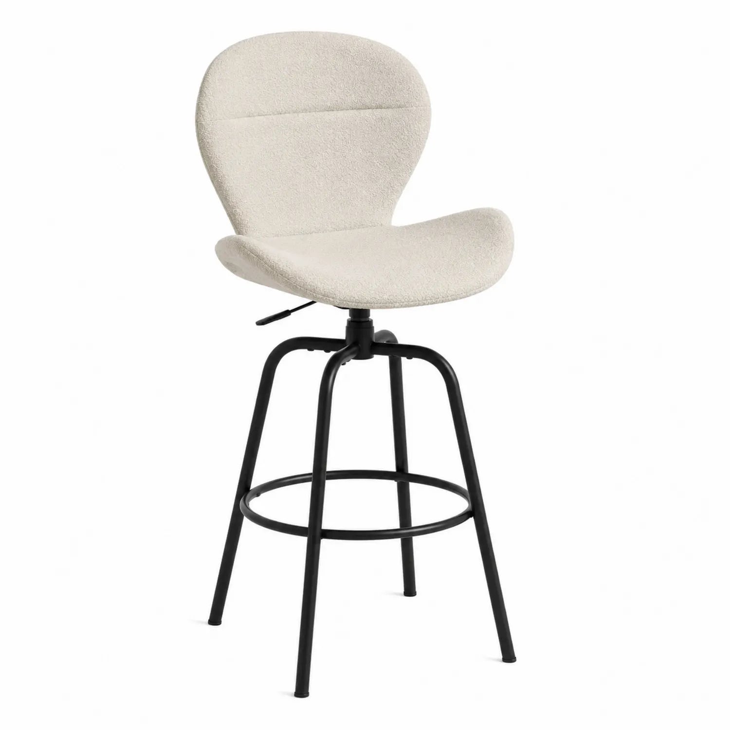 Barhocker mit Bouclé-Stoff und Metallgestell, Beige, höhenverstellbar