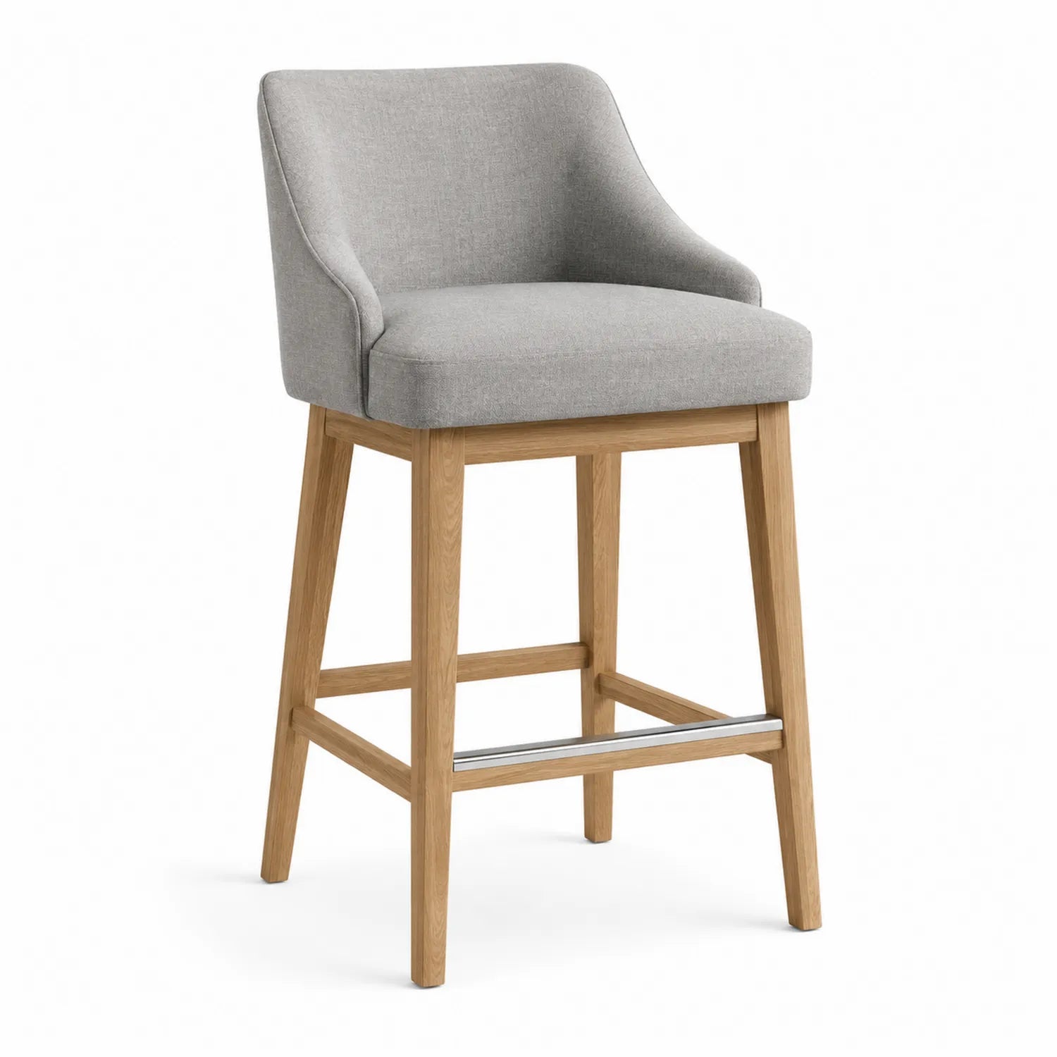 Barhocker Stoff Eiche Hellgrau