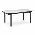 Esstisch mit Marmor-Tischplatte und Metallbeinen 180x90x75 cm Hellgrau/Schwarz