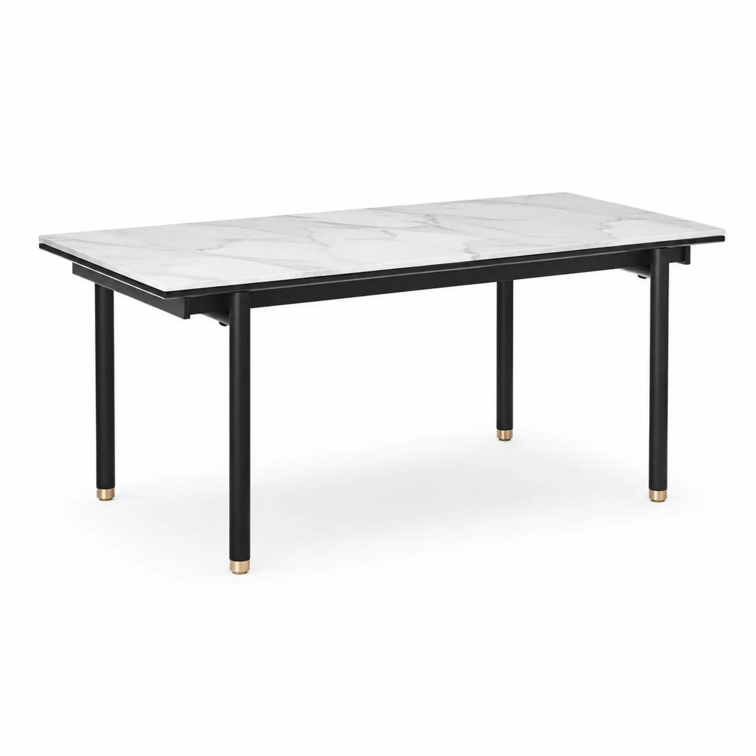 Esstisch mit Marmor-Tischplatte und Metallbeinen 180x90x75 cm Hellgrau/Schwarz