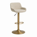 Barhocker mit Polyester-Stoff Beige und Stahl Gold