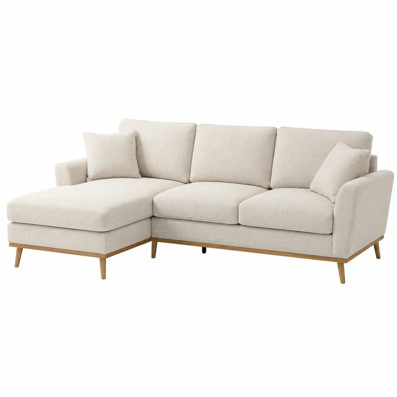 Ecksofa mit Ottoman aus Holz und Polyester Beige 250cm