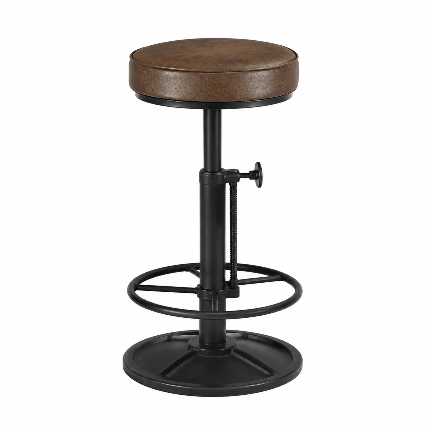 Barhocker aus Metall mit PU-Leder Sitz Rund Braun