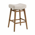 Barhocker mit Holzrahmen und Stoffbezug Beige
