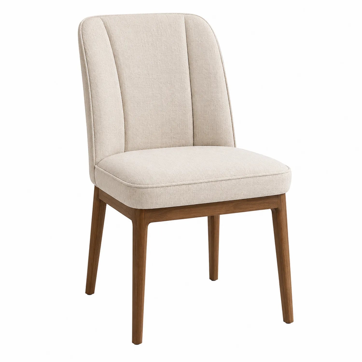 Polsterstuhl aus Leinen mit Massivholzbeinen Hellbeige