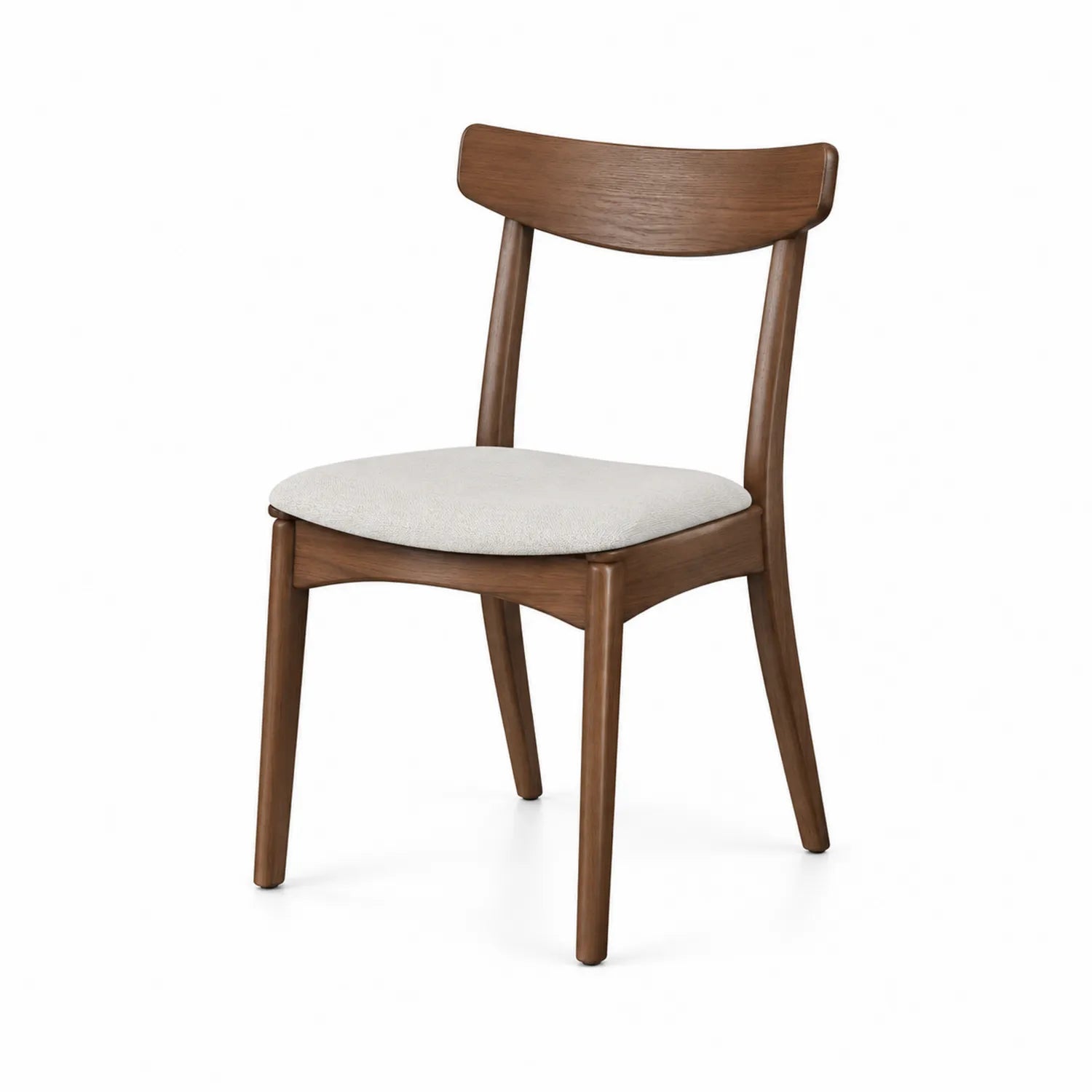 Esszimmerstuhl aus Holz mit Baumwollsitz Beige