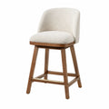 Eiche Barhocker mit Bouclé Stoff Beige 100cm