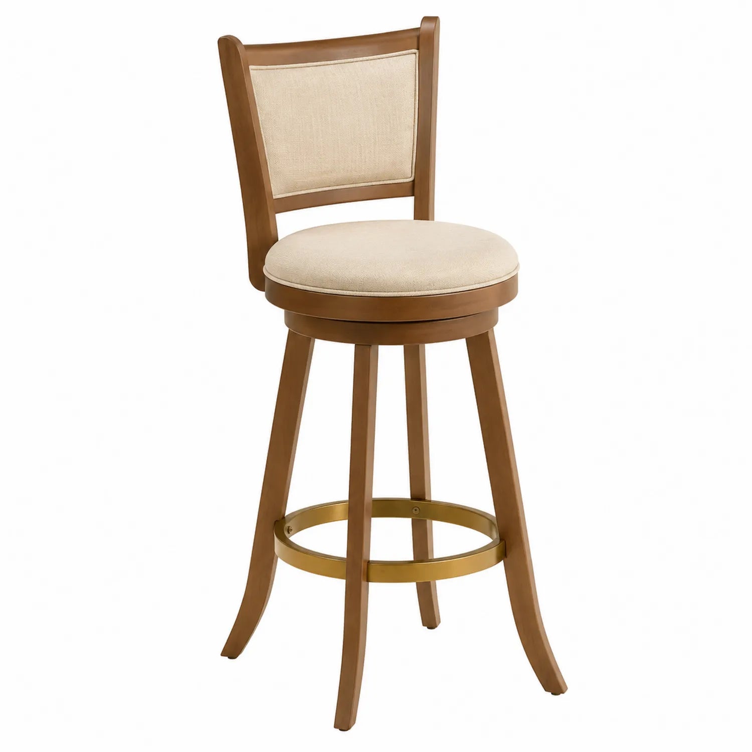 Drehbarer Barhocker Holz Polyester Beige